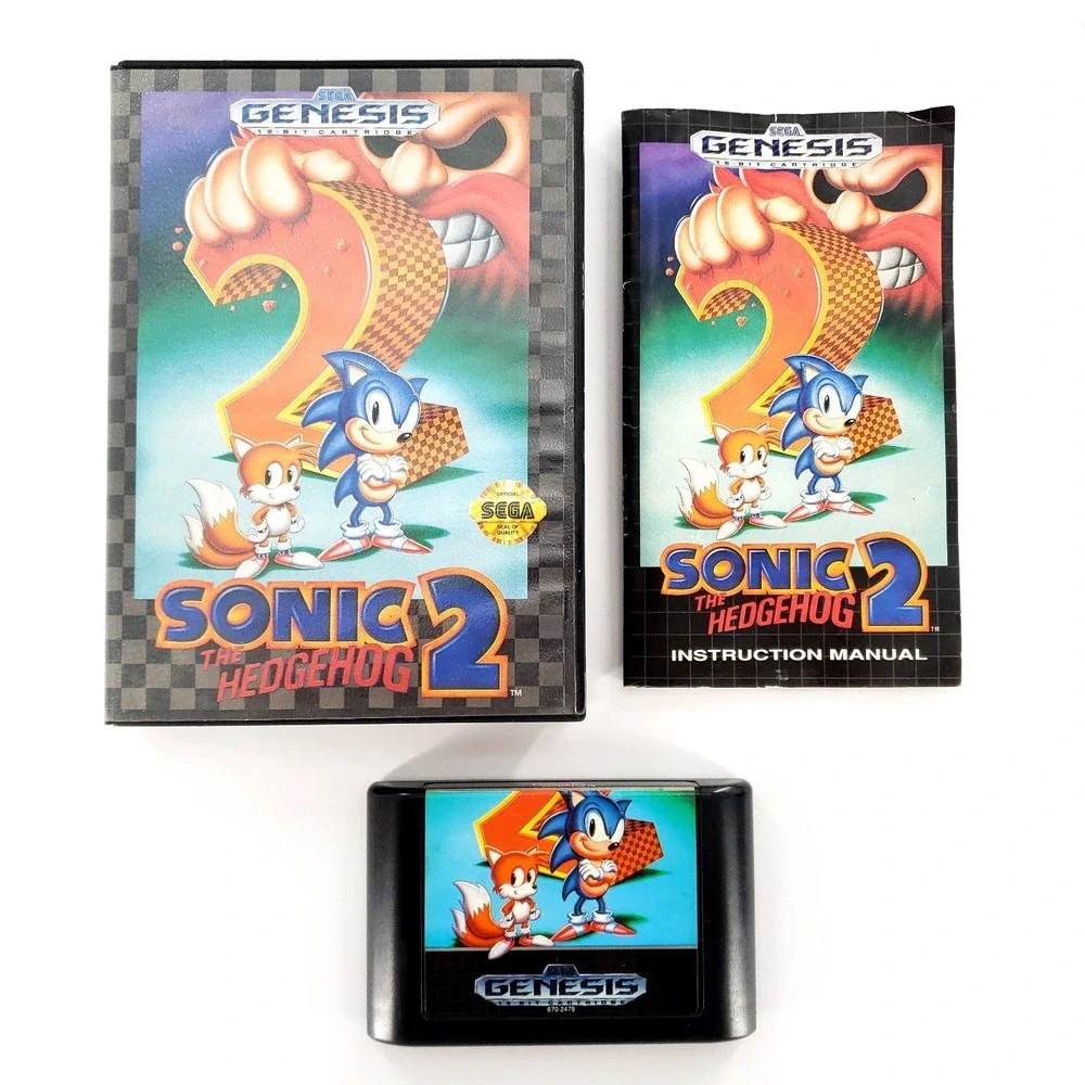 Sonic the Hedgehog 2 (Sega Genesis, 1992) Authentic Complete Tested & Works
